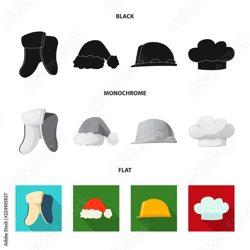 Vector design of headgear and cap symbol. Collection of headgear and accessory stock vector illustration.