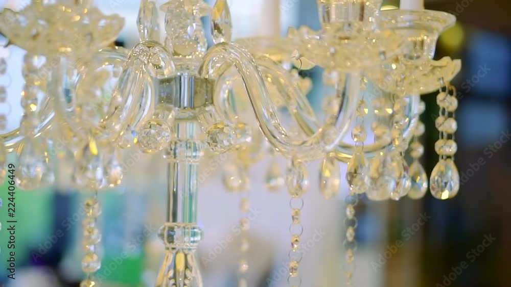 expensive crystal candlestick in a restaurant, close-up, camera moves around expensive crystal candlestick in a restaurant, close-up, camera moves around