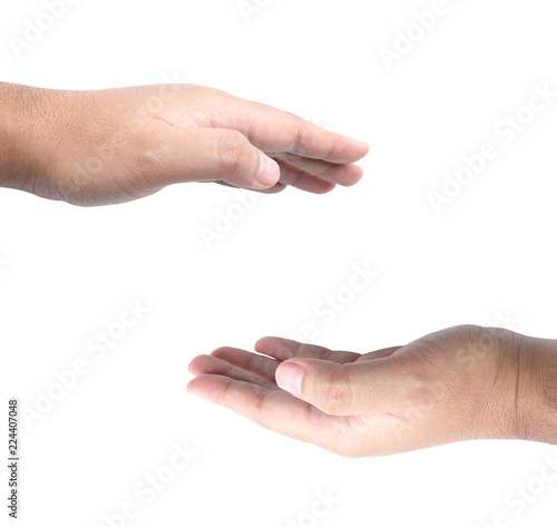 Cupped hands isolated over the white background