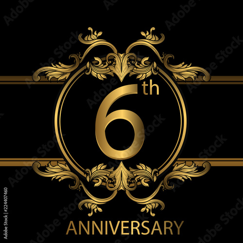 6th anniversary logo with gold color