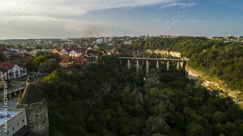 Aerial view of canyon in Kamenets Podolsky. Canyon Smotrych.