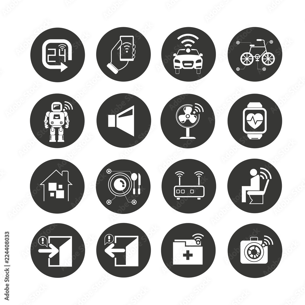 smart device related to modern technology and smart home concept icon in circle buttons smart device related to modern technology and smart home concept icon in circle buttons