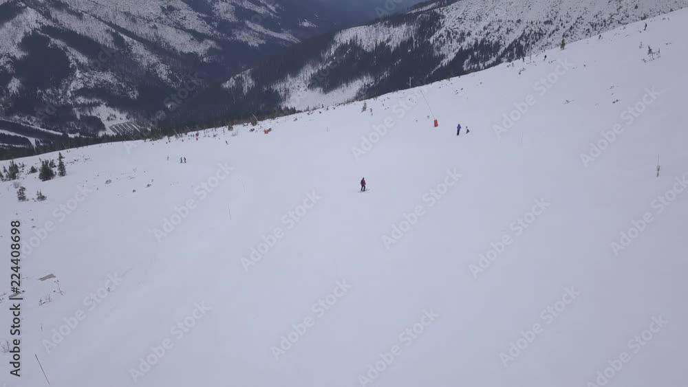 snow mountain Slovakia ski winter Jasna Europa Aerial drone top view snow mountain Slovakia ski winter Jasna Europa Aerial drone top view