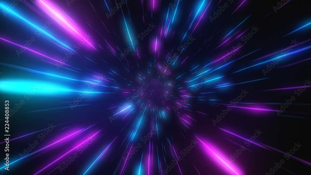 Abstract flight in retro neon hyper warp space in the tunnel Abstract flight in retro neon hyper warp space in the tunnel