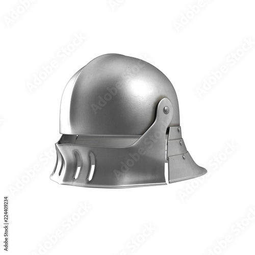 German Sallet Medievaval Helmet. 3D Illustration, isolated