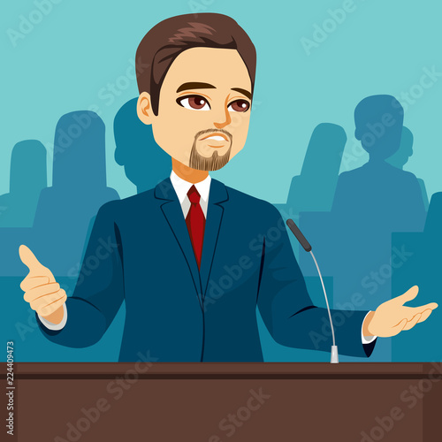 Male politician speaking at senate parliament conference