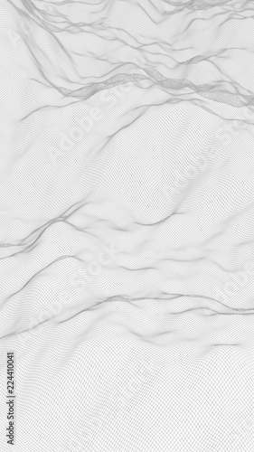 Wallpaper Mural Abstract landscape on a white background. Cyberspace grid. Hi-tech network. 3d technology illustration Torontodigital.ca