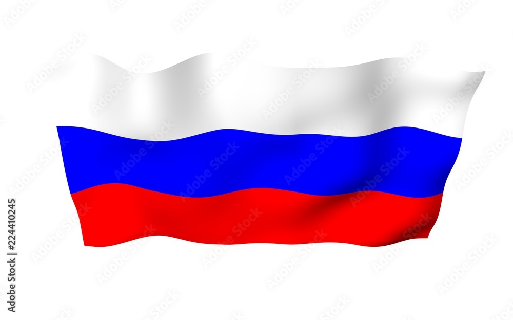Waving flag of the Russian Federation. The National. State symbol of the Russia. 3D illustration Waving flag of the Russian Federation. The National. State symbol of the Russia. 3D illustration