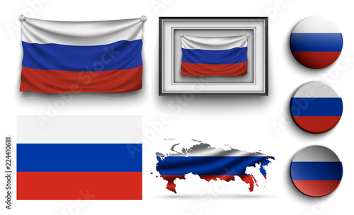 set of russia flags collection isolated