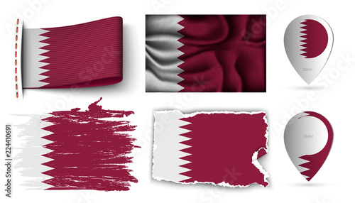 set of qatar flags collection isolated