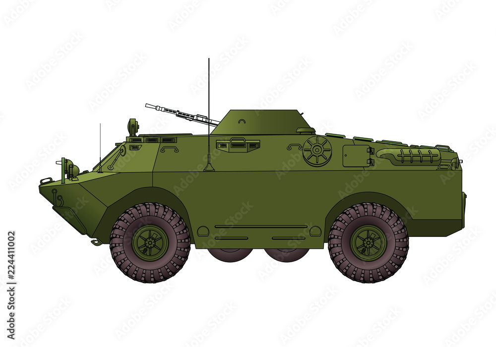Soviet armored reconnaissance vehicle. Vector illustration.