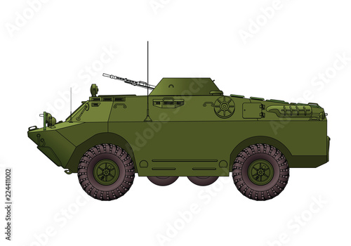 Soviet armored reconnaissance vehicle. Vector illustration.