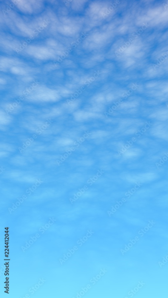 Cumulus white clouds in the clear blue sky in the morning. Blue sky background with white clouds. 3D illustration Cumulus white clouds in the clear blue sky in the morning. Blue sky background with white clouds. 3D illustration