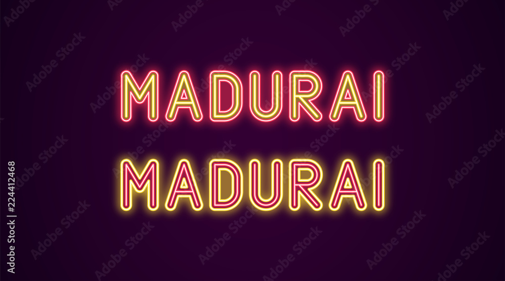 Neon name of Madurai city in India