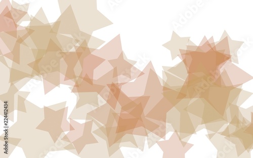 Multicolored translucent stars on a white background. Orange tones. 3D illustration