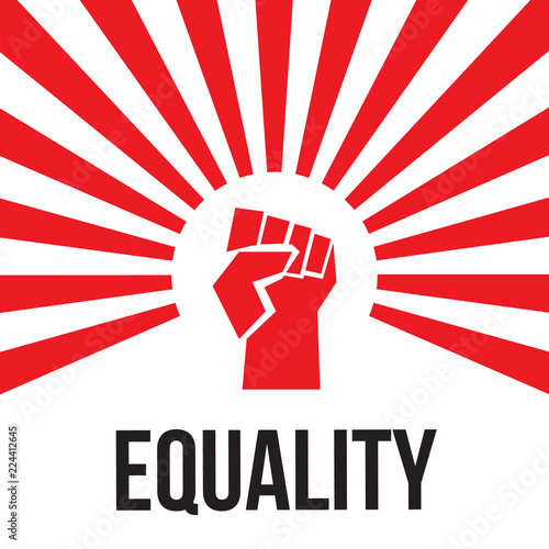 Feminism symbol. Fighting fist of a woman. Lovely vector illustration. Fight for the rights and equality.
