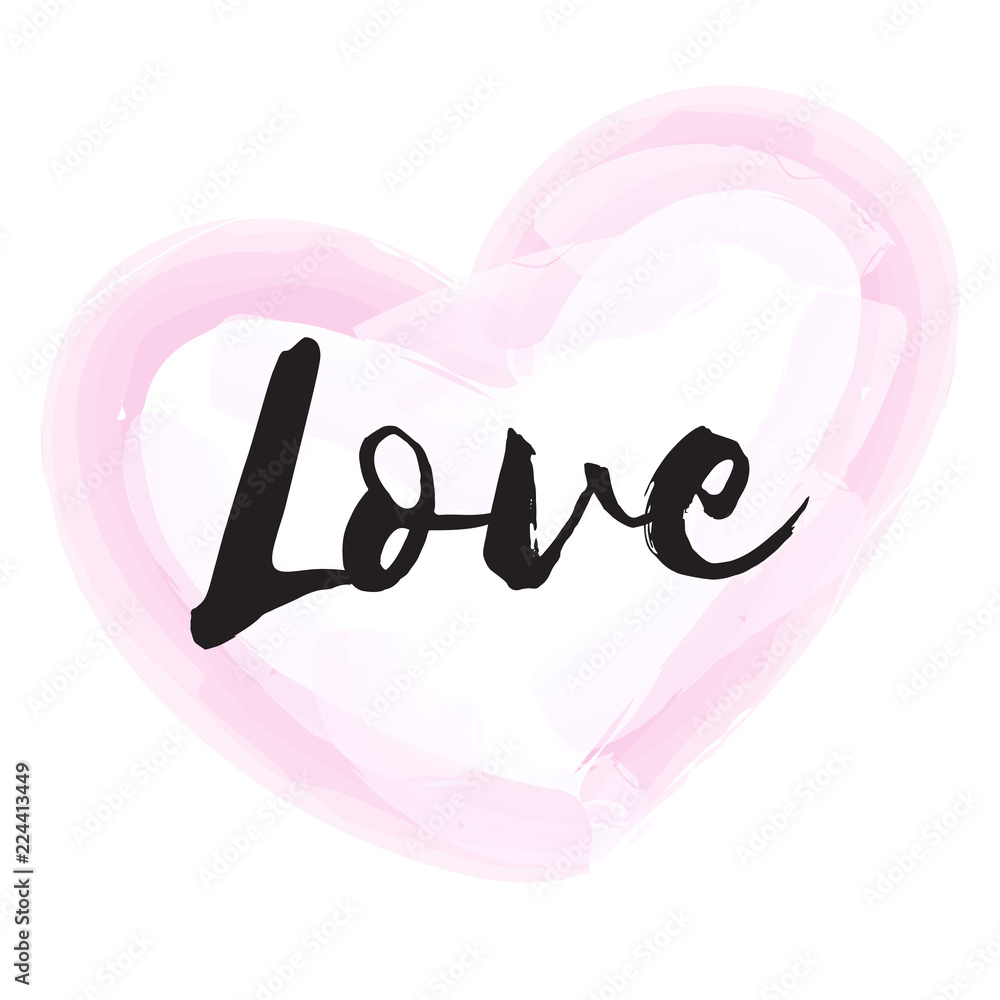 Romantic Valentines day love greeting card with hearts. Vector illustration - love day. Card for February 14. The inscription love. Be my valentine. Calligraphic inscription