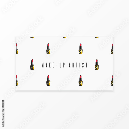 Makeup artist banner. Business card concept. Beauty makeup master. Logo vector template illustration