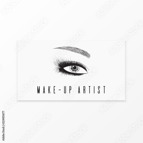 Makeup artist banner. Business card concept. Beauty makeup master. Logo vector template illustration