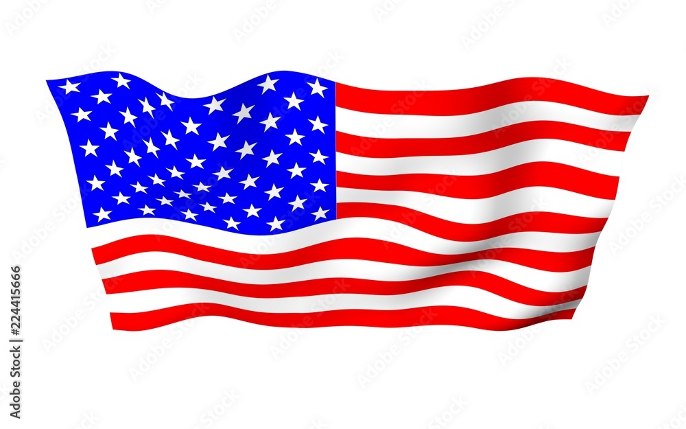 Waving flag of the United States of America. Stars and Stripes. State symbol of the USA. 3D illustration Waving flag of the United States of America. Stars and Stripes. State symbol of the USA. 3D illustration