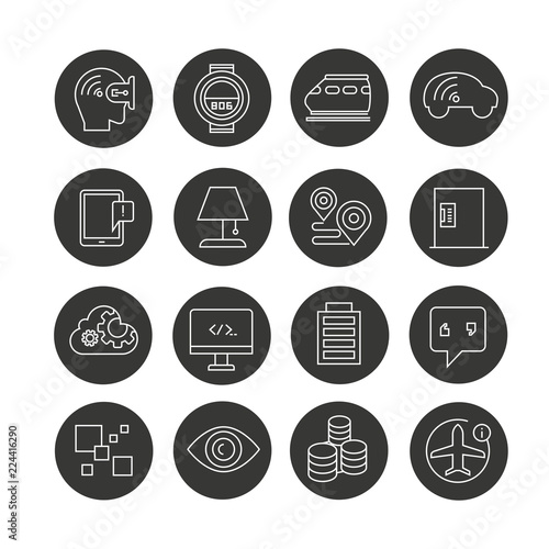device for smart technology concept icon set in circle buttons photo