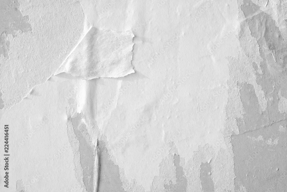 White paper ripped torn background blank creased crumpled posters placard grunge textures surface backdrop / Space for text  - obrazy, fototapety, plakaty 