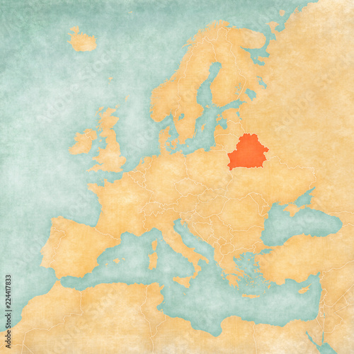 Canvas Print Map of Europe - Belarus