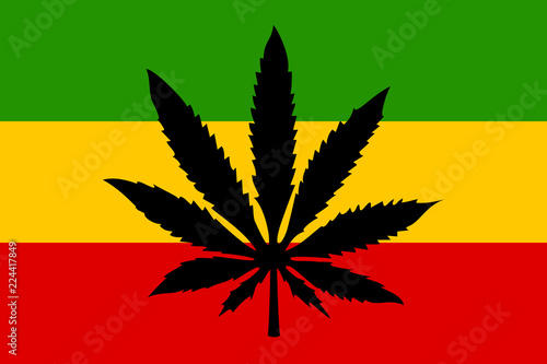 Rastafari flag with cannabis leaf