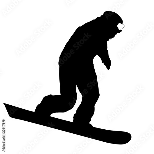 Black silhouettes snowboarders on white background illustration