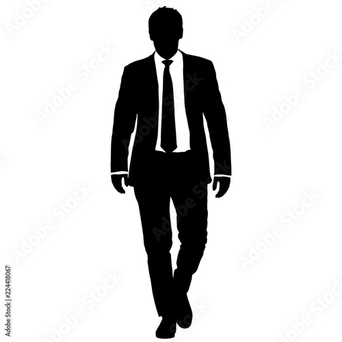 Silhouette businessman man in suit with tie on a white background