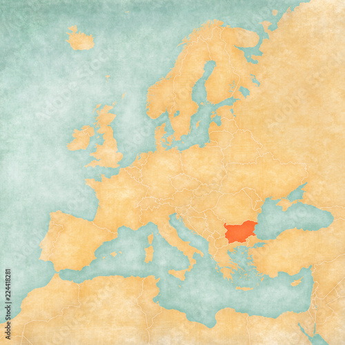 Fotografie Map of Europe - Bulgaria