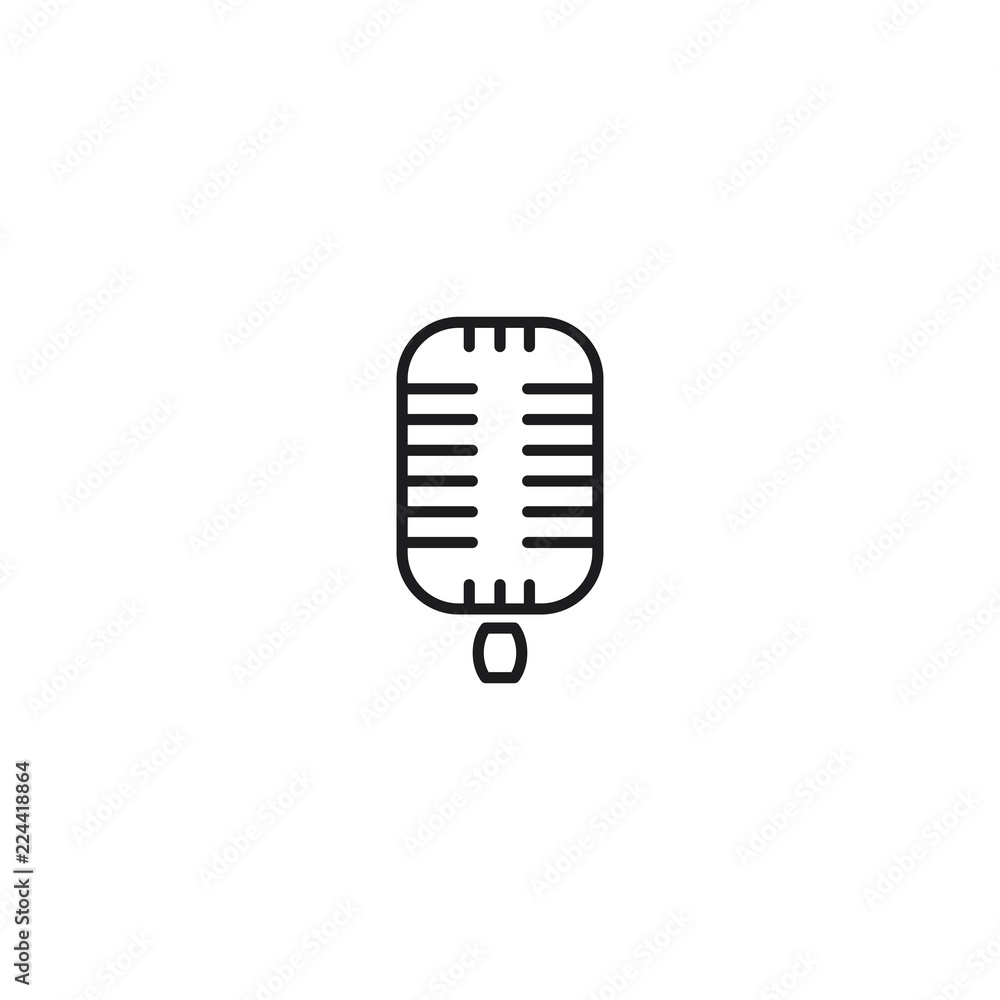 line retro microphone icon on white background line retro microphone icon on white background