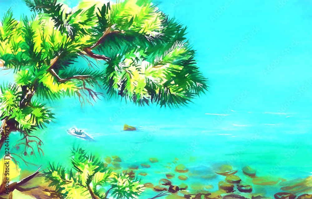 cyprus water color illustrtion cyprus water color illustrtion