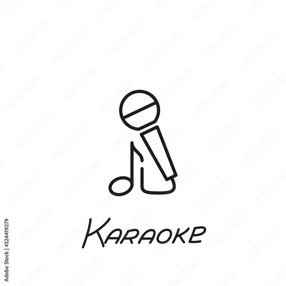 line karaoke microphone icon on white background line karaoke microphone icon on white background