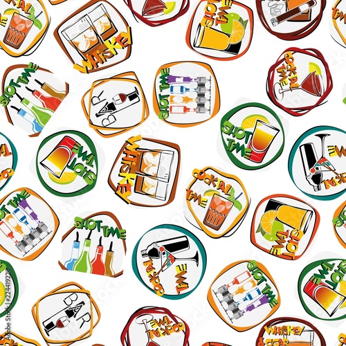Illustration Muster Nachtleben und Cocktails
