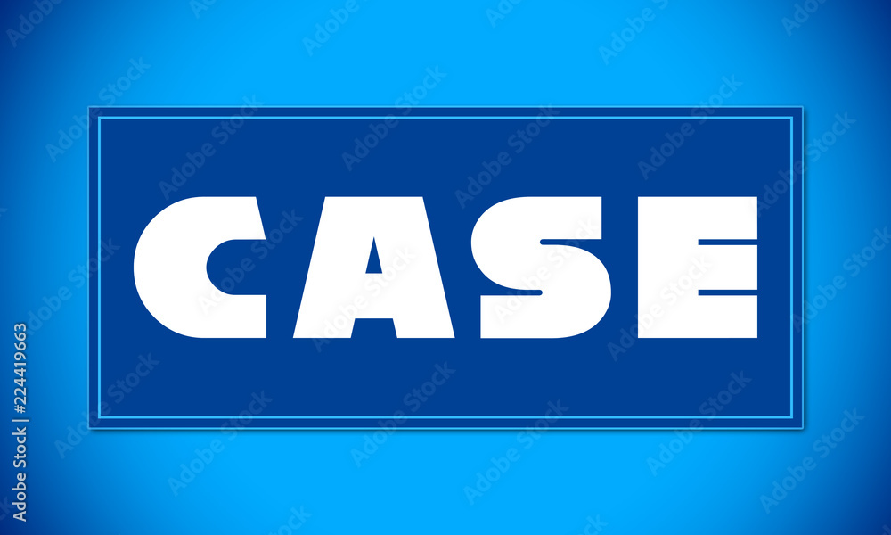 Case - clear white text written on blue card on blue background Case - clear white text written on blue card on blue background