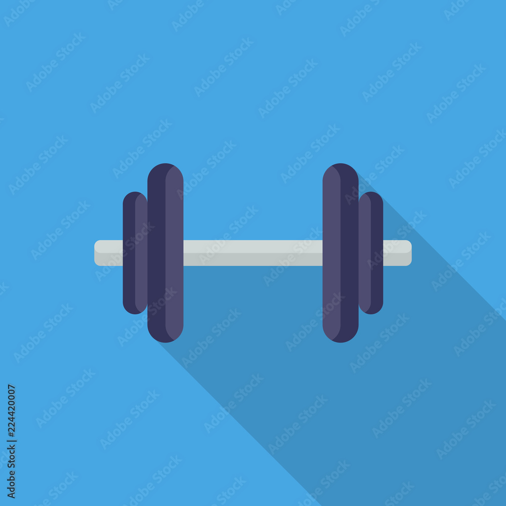 Dumbbells flat icon isolated on blue background. Simple Dumbbell symbol in  flat style. GYM and fitness equipment Vector illustration for web and  mobile design. Stock Vector | Adobe Stock