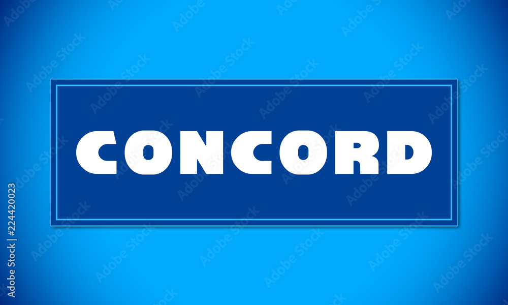 Concord - clear white text written on blue card on blue background Concord - clear white text written on blue card on blue background