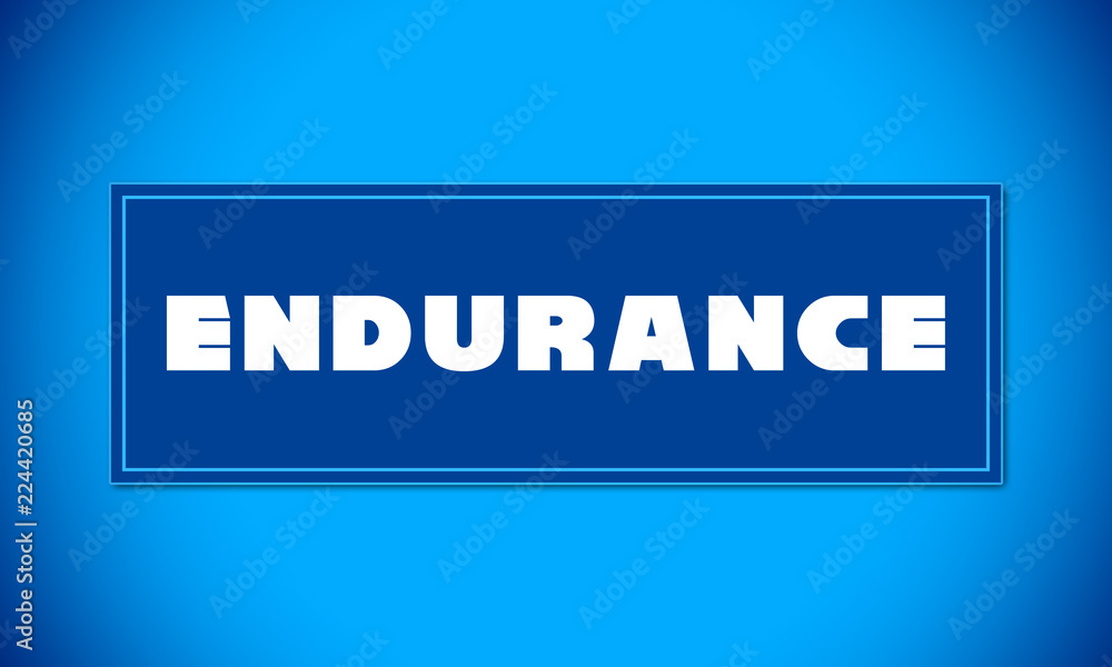 Endurance - clear white text written on blue card on blue background