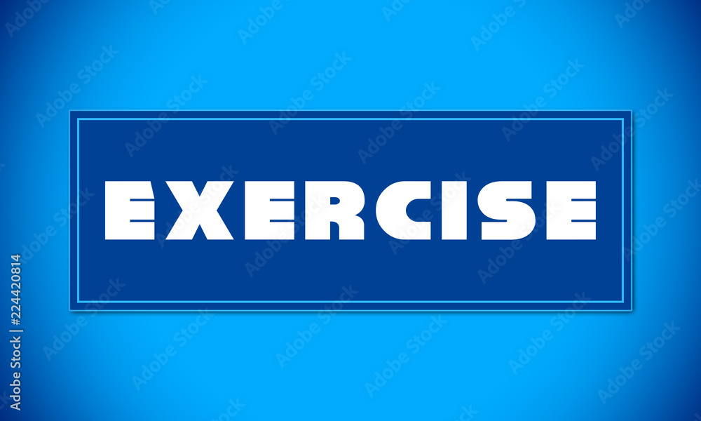 Exercise - clear white text written on blue card on blue background