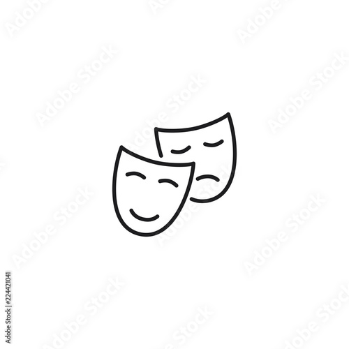 line theatre masks icon on white background