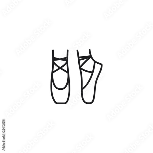 line ballet shoes icon on white background