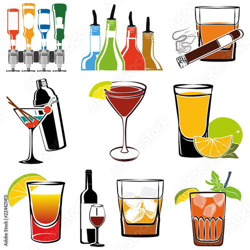 Illustration Sammlung Cocktail Nachtleben
