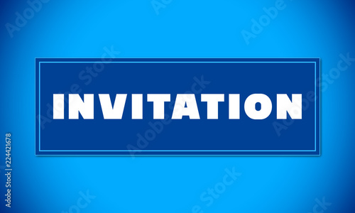 Invitation - clear white text written on blue card on blue background