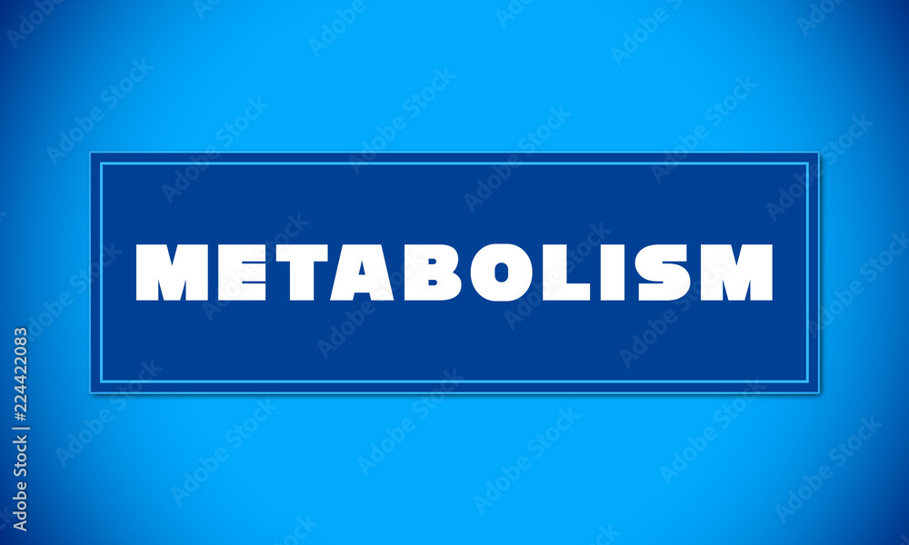 Metabolism - clear white text written on blue card on blue background Metabolism - clear white text written on blue card on blue background