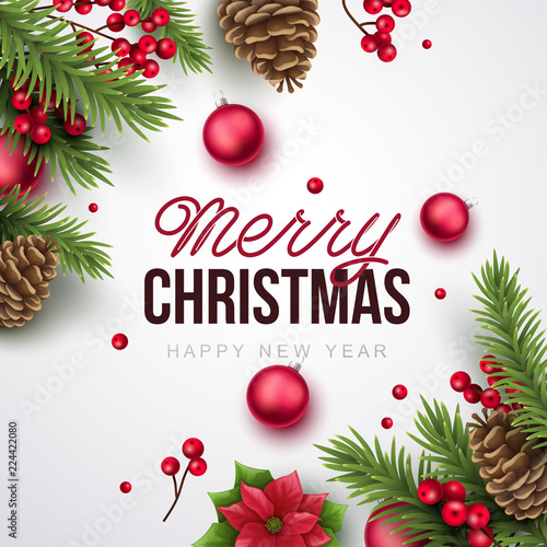 Merry Christmas background. Vector illustration with Christmas elements.