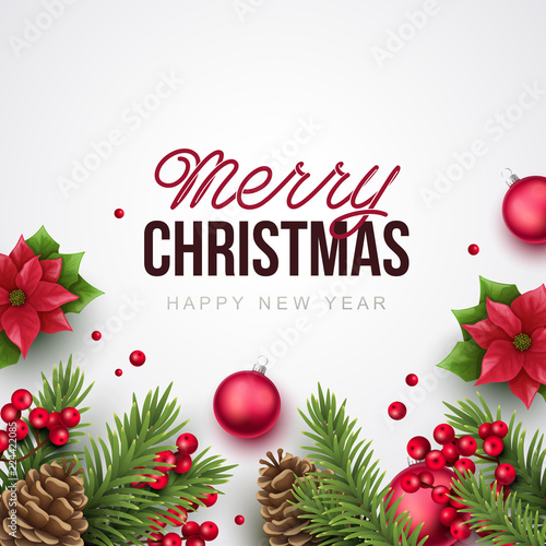 Merry Christmas background. Vector illustration with Christmas elements.