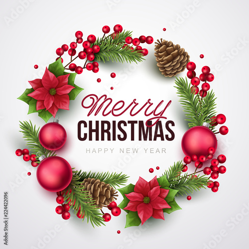 Merry Christmas background. Vector illustration with Christmas elements.