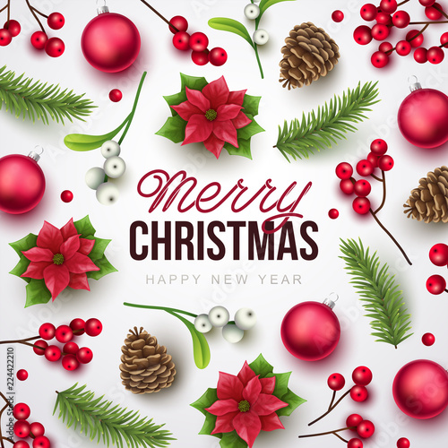 Merry Christmas background. Vector illustration with Christmas elements.