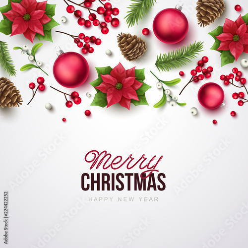 Merry Christmas background. Vector illustration with Christmas elements.